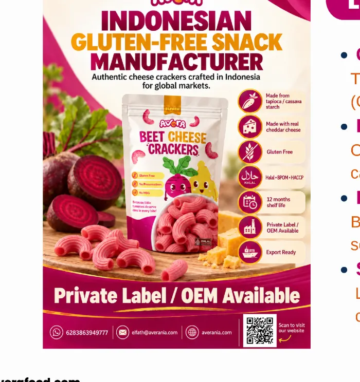 Indonesian gluten-free snack manufacturer — private label and OEM available